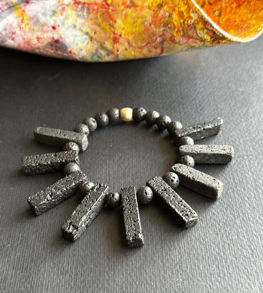Lava Stone Stackable Bracelet