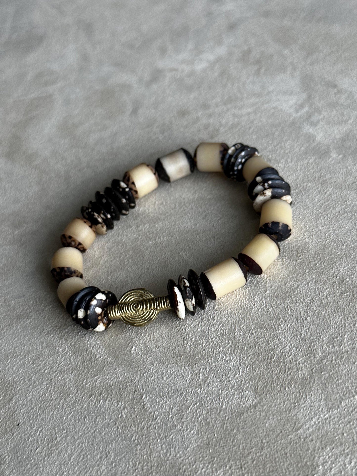 Handcrafted African-Inspired Beaded Bracelet | Brown & Gold Statement Jewelry | One-of-a-Kind Artisan Bracelet | Boho Unisex Style