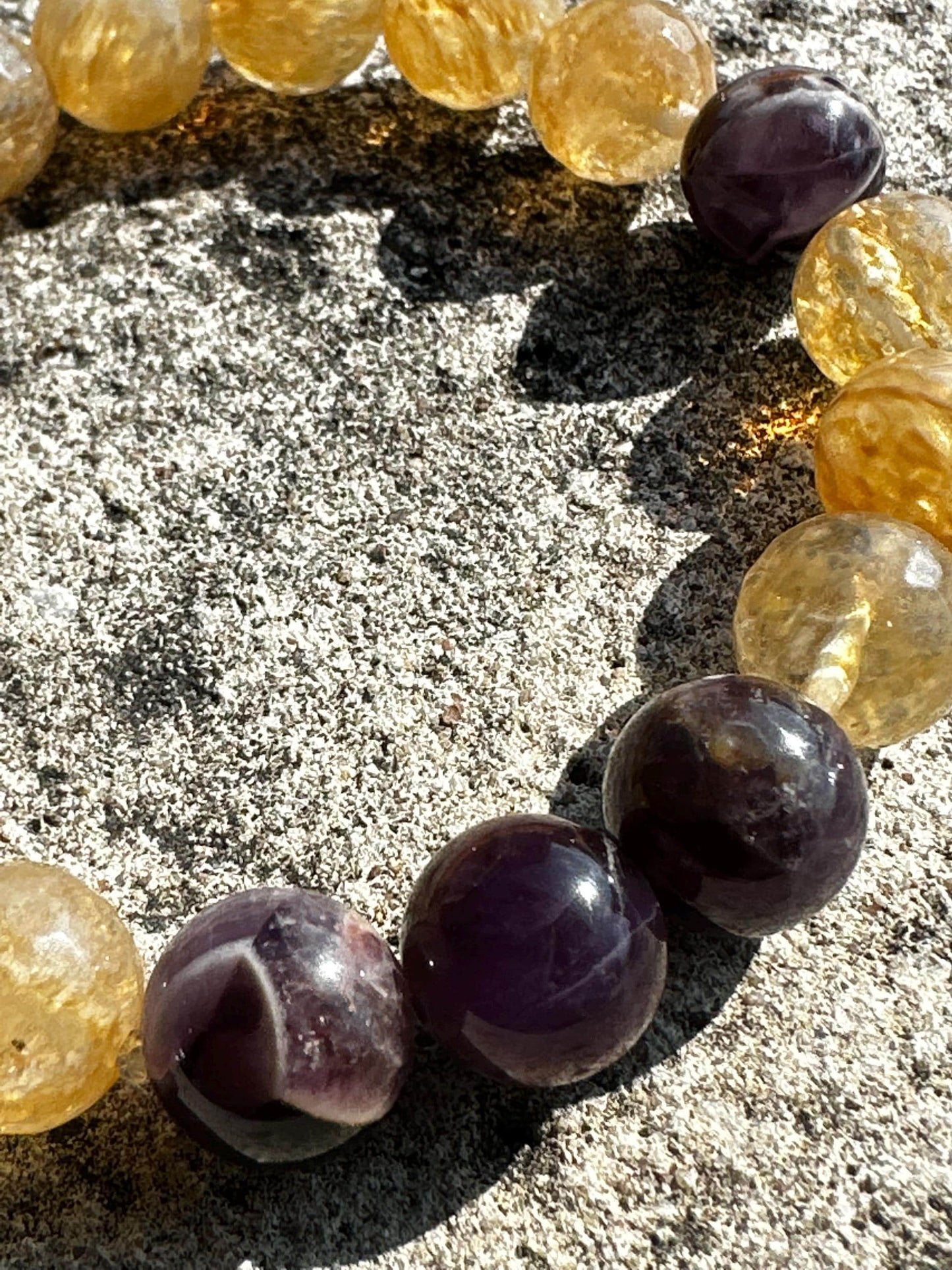 Amethyst & Yellow Quartz Statement Bracelet | One-of-a-Kind Bracelet | Unisex Jewelry | Handmade by Attrice