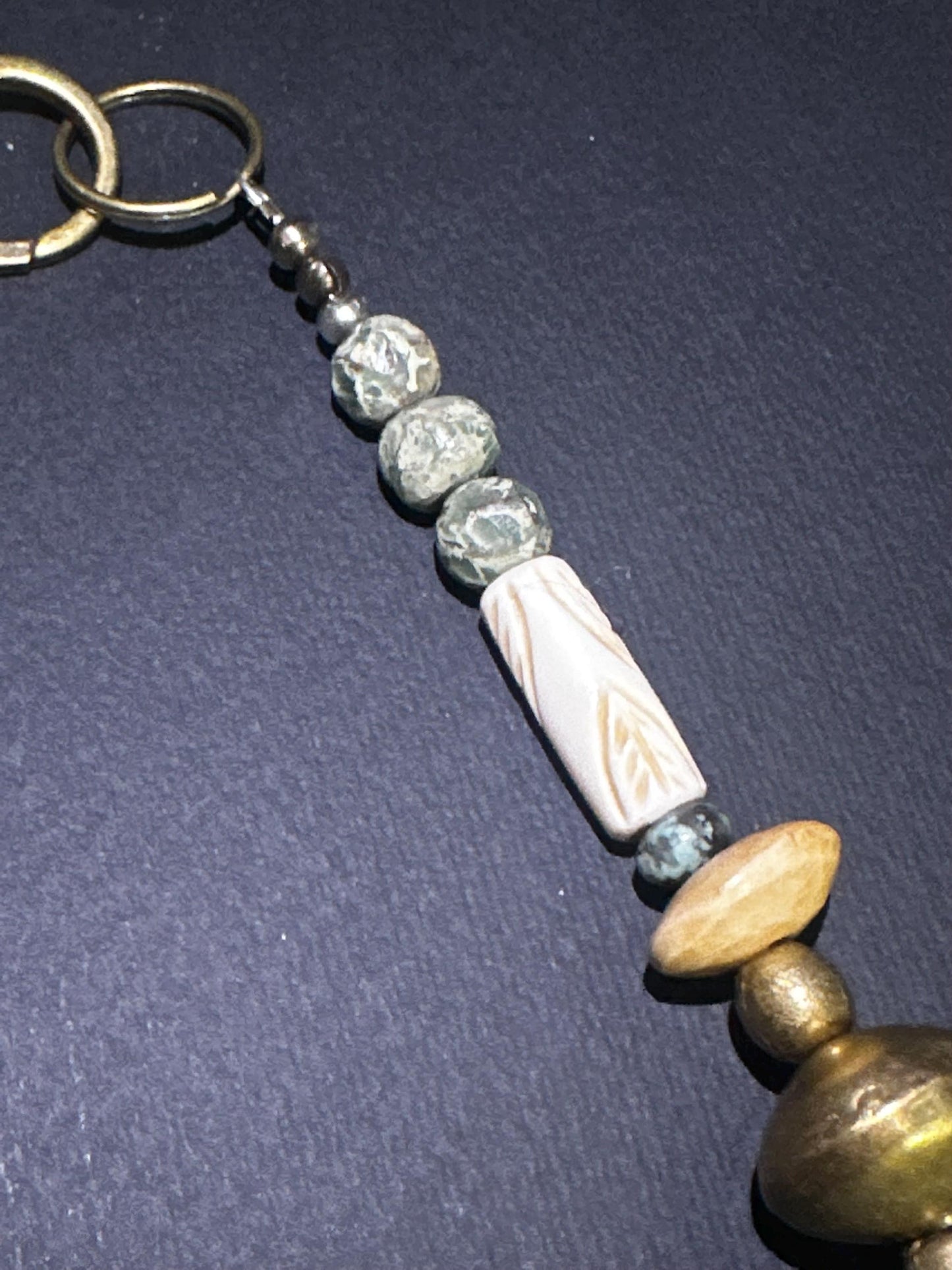 Tribal Boho Statement Necklace • Mixed Materials • Handcrafted Ethnic-Inspired Necklace • Bone, Brass & Natural Beads • One-of-a-Kind