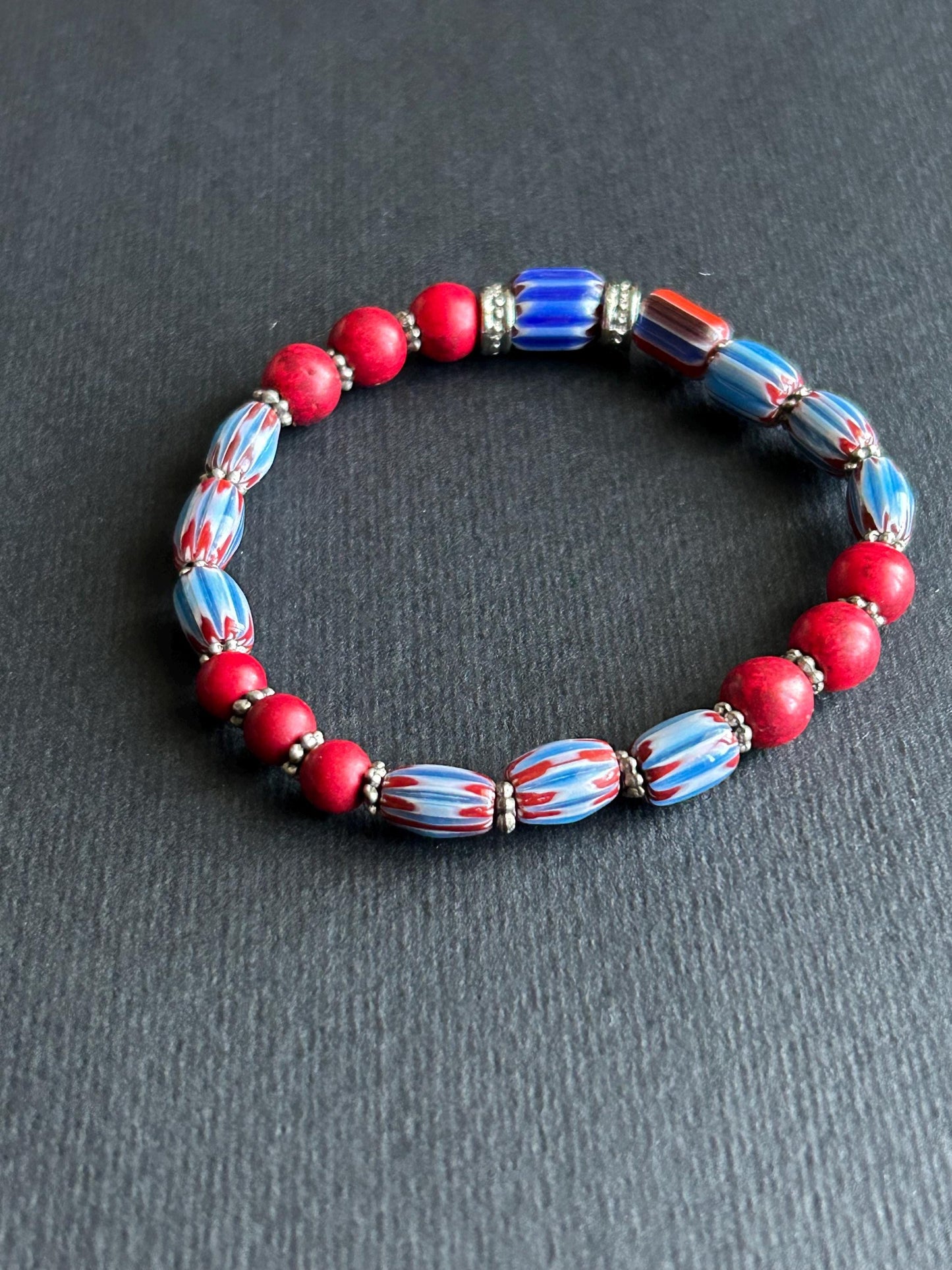 Red White and Blue Unisex Stackable Bracelet