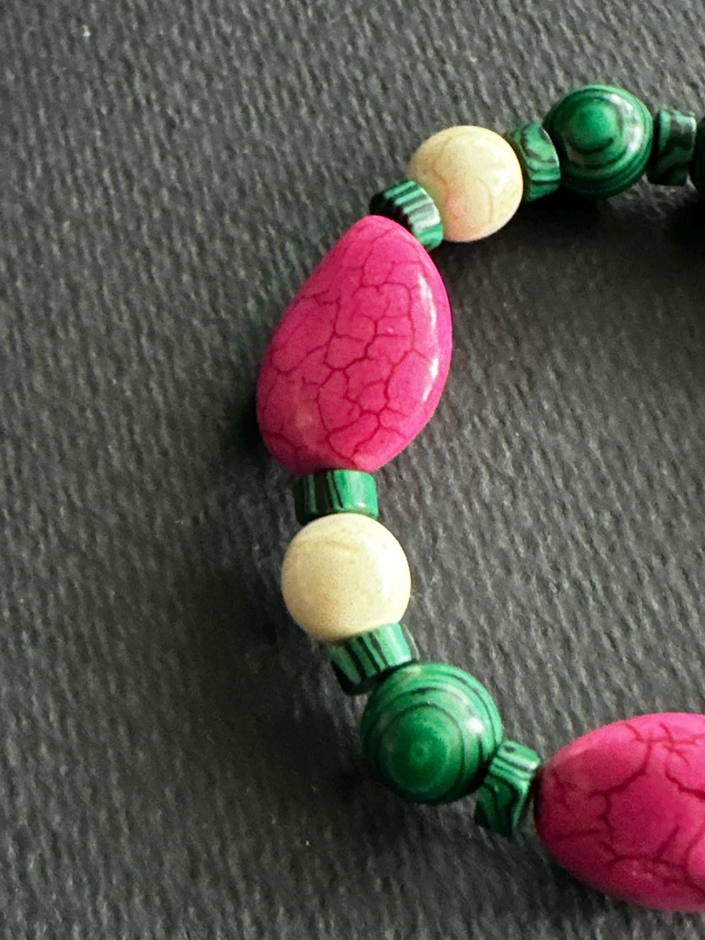 Green and Pink Beaded Stackable Beaded Bracelet