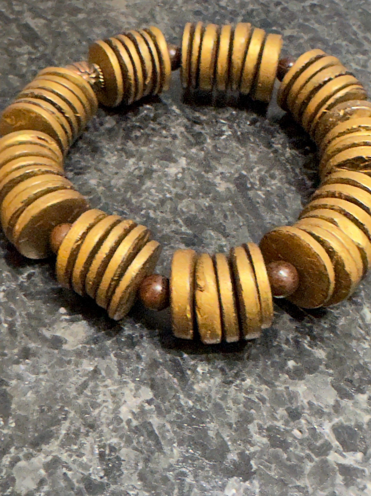 Bronze Disc Bracelet • Unisex Stacking Jewelry, 7.5 Inch