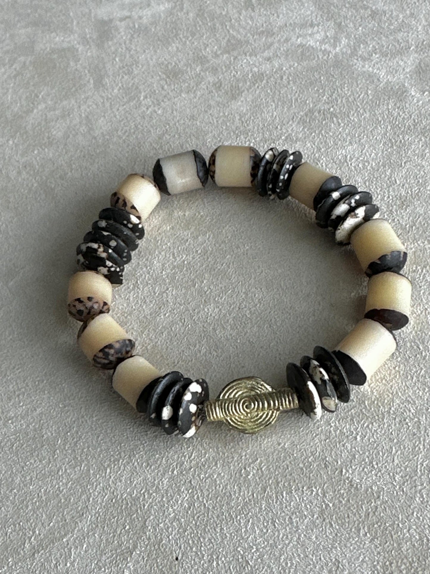 Handcrafted African-Inspired Beaded Bracelet | Brown & Gold Statement Jewelry | One-of-a-Kind Artisan Bracelet | Boho Unisex Style