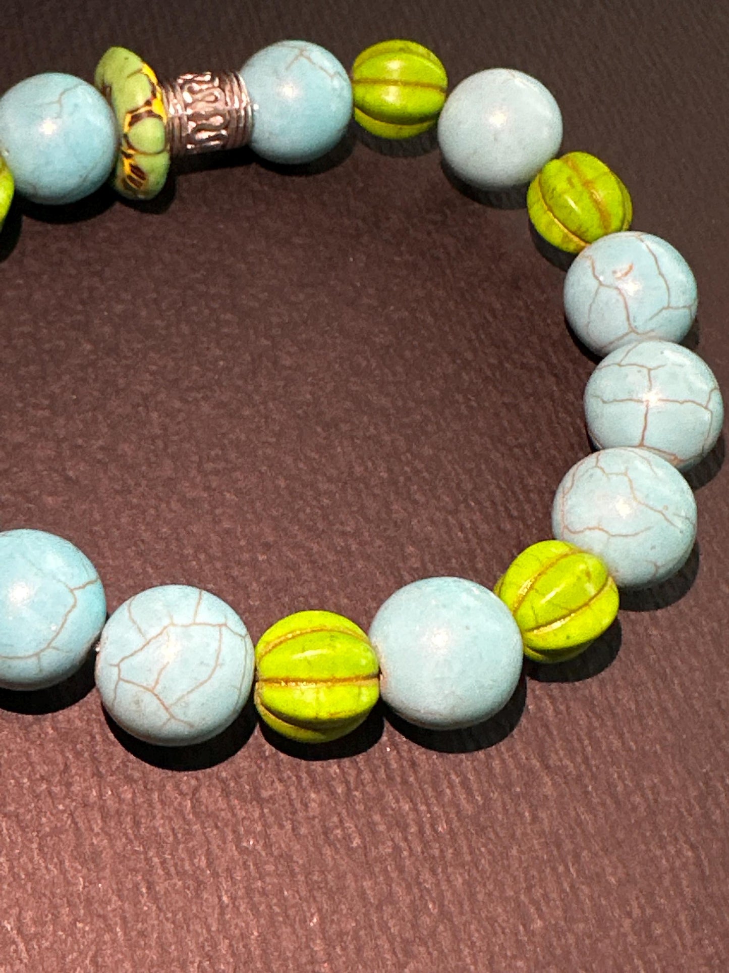 Turquoise Colored and Green Howlite Summer Inspired Bracelet