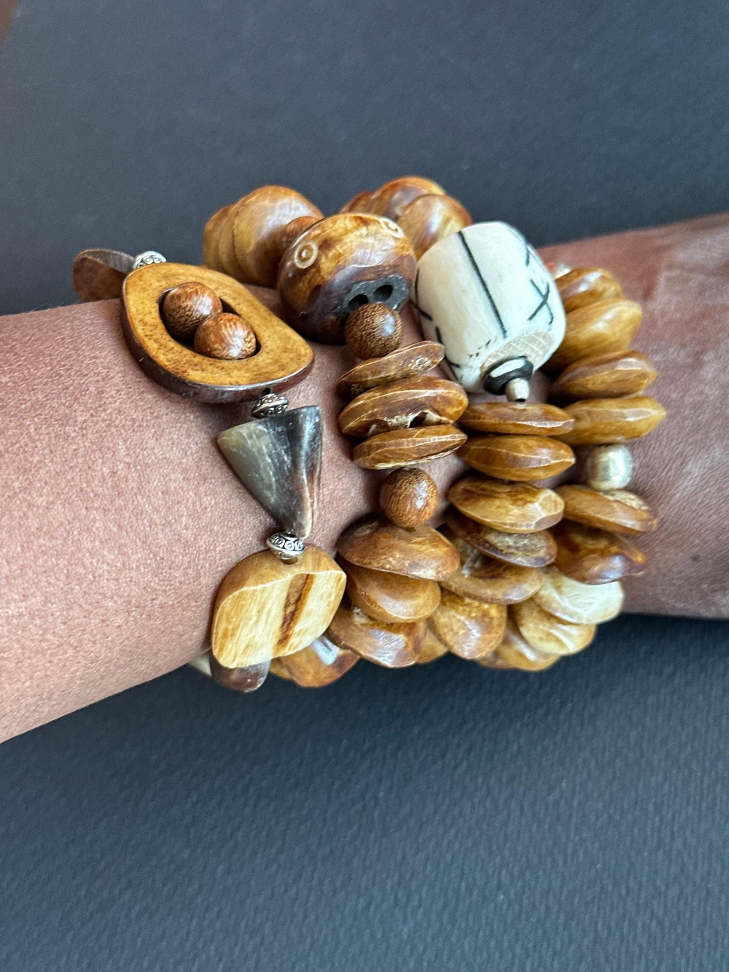 Tribal Chic | Kenyan Saucer Bone Beads in Tan | Handmade by Attrice